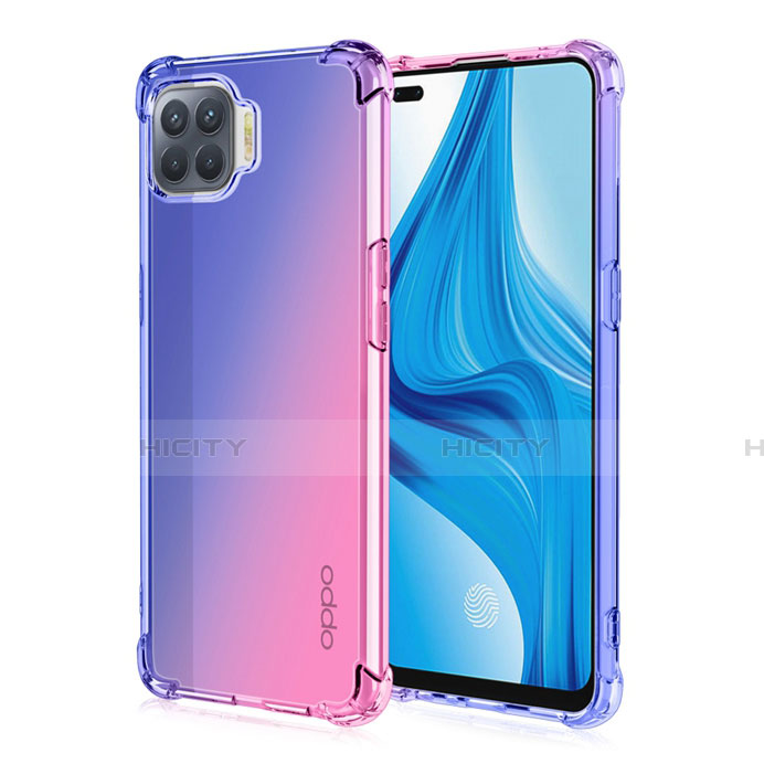 Custodia Silicone Trasparente Ultra Sottile Cover Morbida Sfumato G01 per Oppo F17 Pro Blu