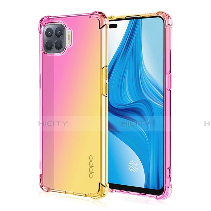 Custodia Silicone Trasparente Ultra Sottile Cover Morbida Sfumato G01 per Oppo F17 Pro Giallo