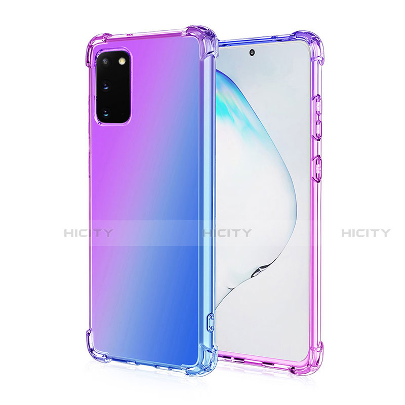 Custodia Silicone Trasparente Ultra Sottile Cover Morbida Sfumato G01 per Samsung Galaxy S20 5G Viola