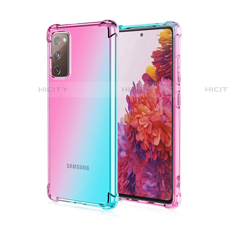 Custodia Silicone Trasparente Ultra Sottile Cover Morbida Sfumato G01 per Samsung Galaxy S20 FE 4G Ciano