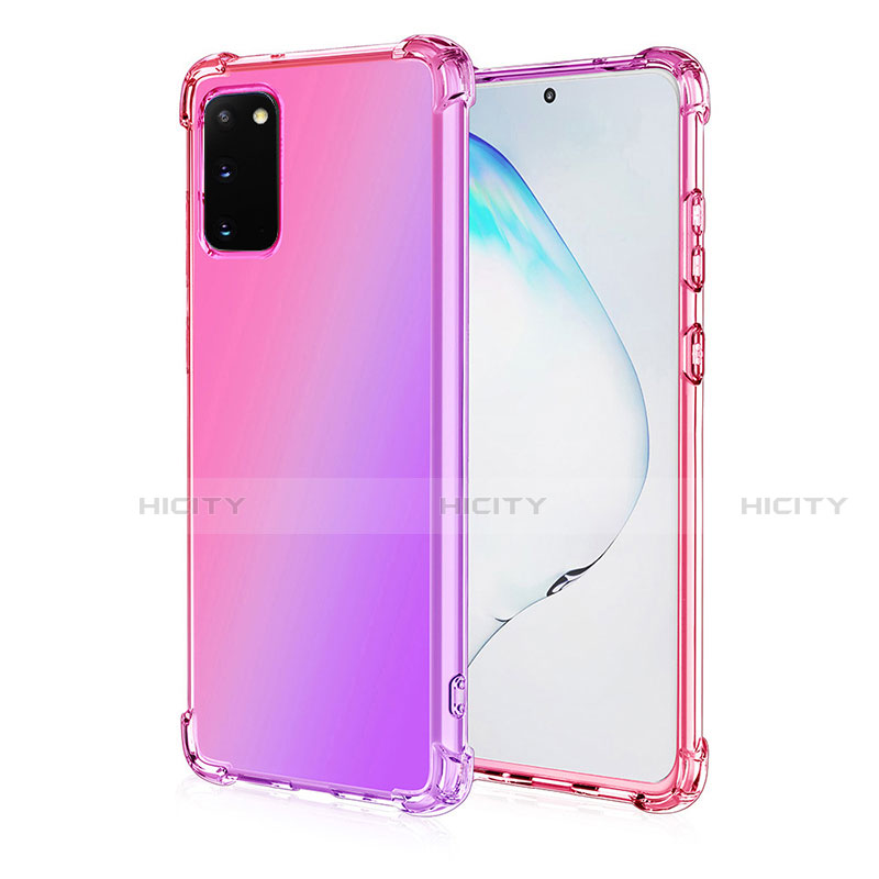 Custodia Silicone Trasparente Ultra Sottile Cover Morbida Sfumato G01 per Samsung Galaxy S20 Oro Rosa