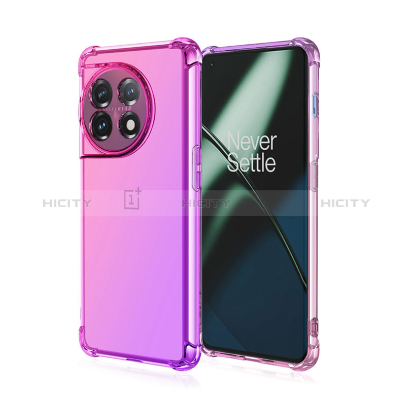 Custodia Silicone Trasparente Ultra Sottile Cover Morbida Sfumato per OnePlus 11 5G Rosa Caldo