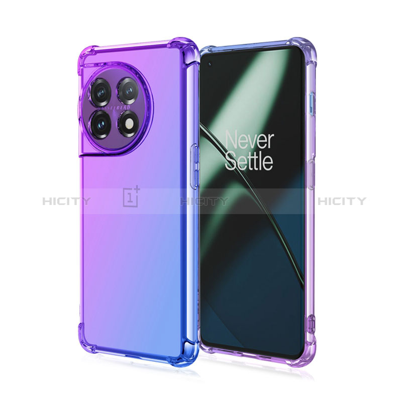 Custodia Silicone Trasparente Ultra Sottile Cover Morbida Sfumato per OnePlus 11R 5G Viola