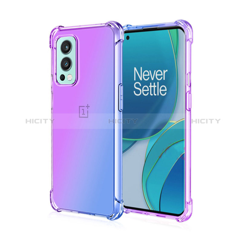 Custodia Silicone Trasparente Ultra Sottile Cover Morbida Sfumato per OnePlus Nord 2 5G Viola