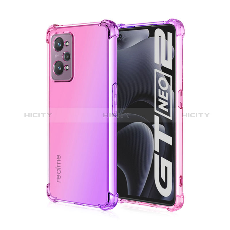 Custodia Silicone Trasparente Ultra Sottile Cover Morbida Sfumato per Realme GT Neo 3T 5G Rosa Caldo