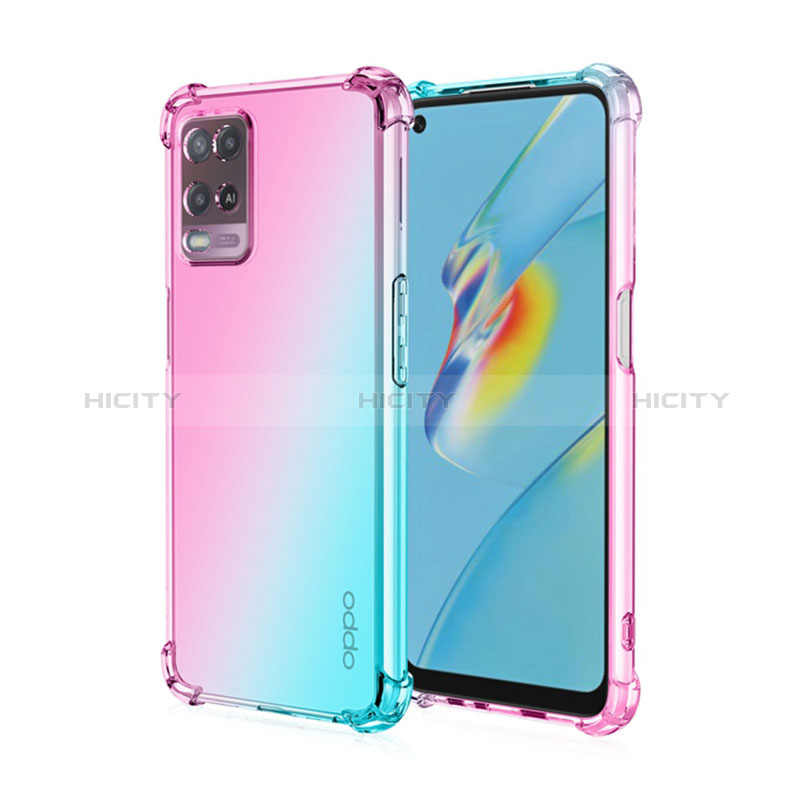 Custodia Silicone Trasparente Ultra Sottile Cover Morbida Sfumato per Realme Q3i 5G Ciano