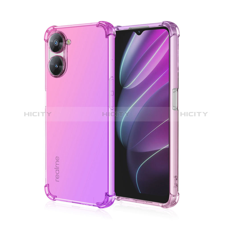 Custodia Silicone Trasparente Ultra Sottile Cover Morbida Sfumato per Realme Q5x 5G Rosa Caldo