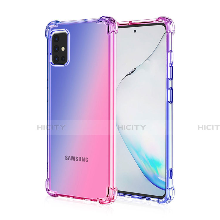 Custodia Silicone Trasparente Ultra Sottile Cover Morbida Sfumato per Samsung Galaxy A51 4G Blu