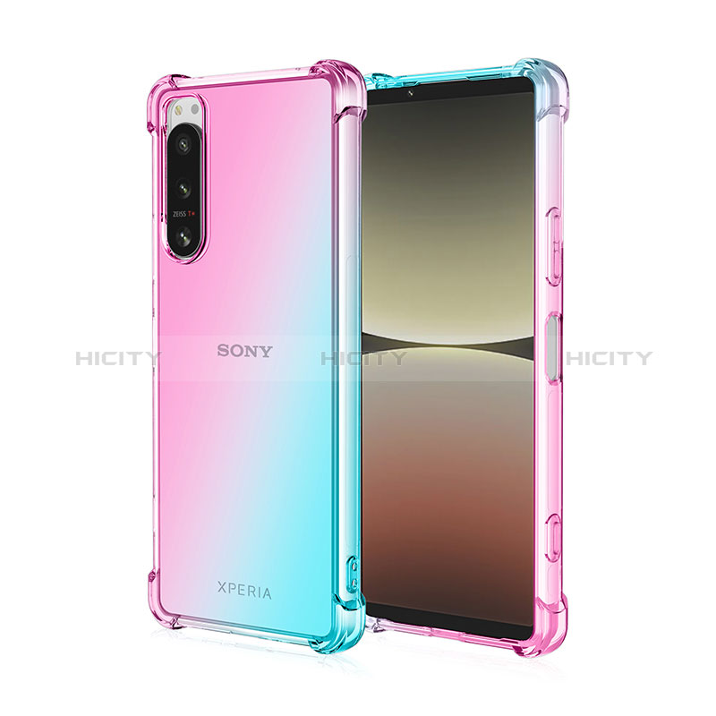 Custodia Silicone Trasparente Ultra Sottile Cover Morbida Sfumato per Sony Xperia 1 II Cielo Blu