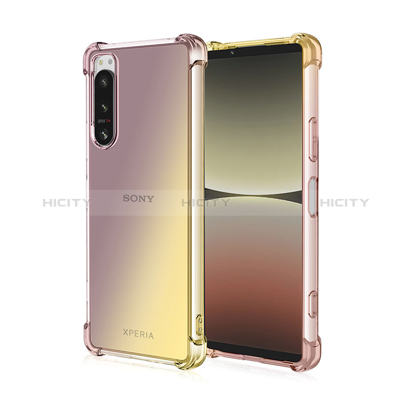 Custodia Silicone Trasparente Ultra Sottile Cover Morbida Sfumato per Sony Xperia 1 IV Oro