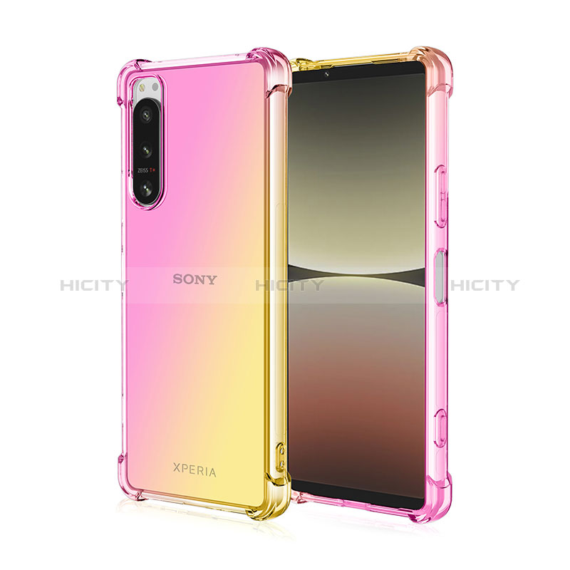 Custodia Silicone Trasparente Ultra Sottile Cover Morbida Sfumato per Sony Xperia 1 IV SO-51C Giallo