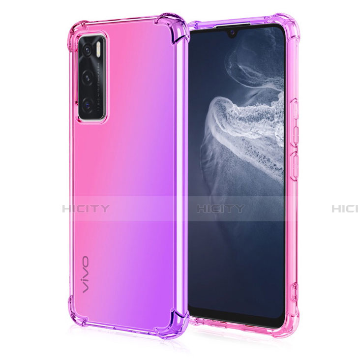 Custodia Silicone Trasparente Ultra Sottile Cover Morbida Sfumato per Vivo Y70 (2020) Rosa