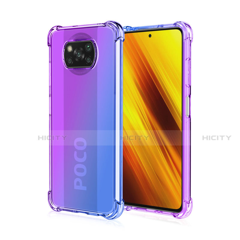 Custodia Silicone Trasparente Ultra Sottile Cover Morbida Sfumato per Xiaomi Poco X3 Viola