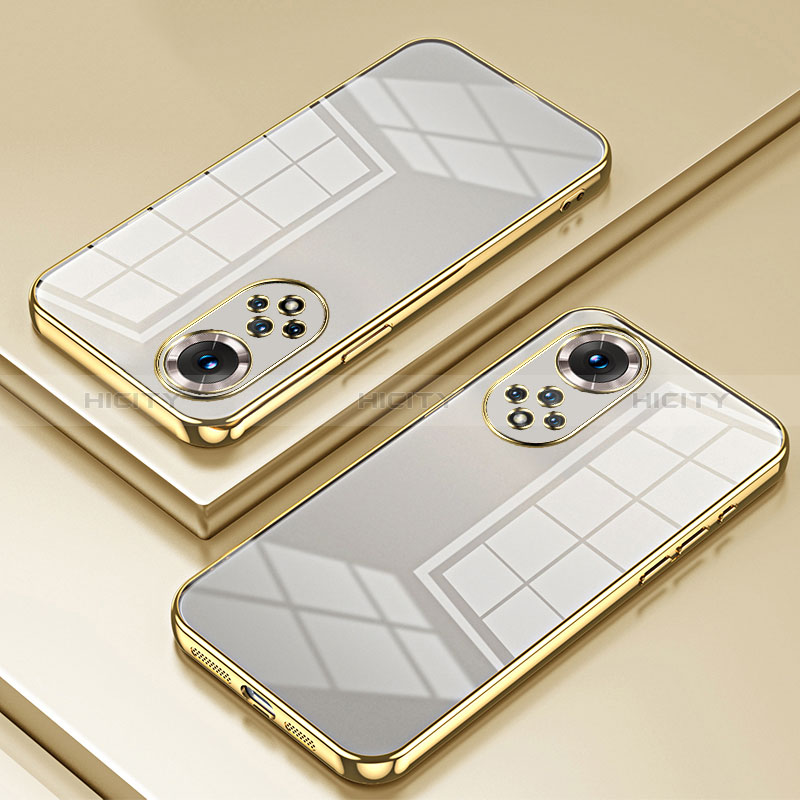 Custodia Silicone Trasparente Ultra Sottile Cover Morbida SY1 per Huawei Honor 50 5G Oro