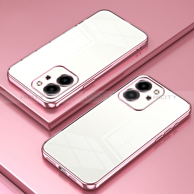 Custodia Silicone Trasparente Ultra Sottile Cover Morbida SY1 per Huawei Honor 80 SE 5G Oro Rosa