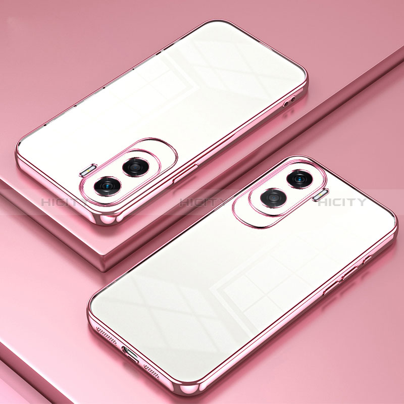 Custodia Silicone Trasparente Ultra Sottile Cover Morbida SY1 per Huawei Honor 90 Lite 5G Oro Rosa