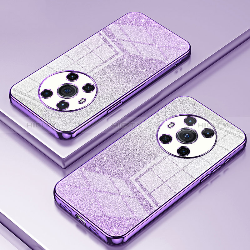 Custodia Silicone Trasparente Ultra Sottile Cover Morbida SY1 per Huawei Honor Magic3 5G Viola