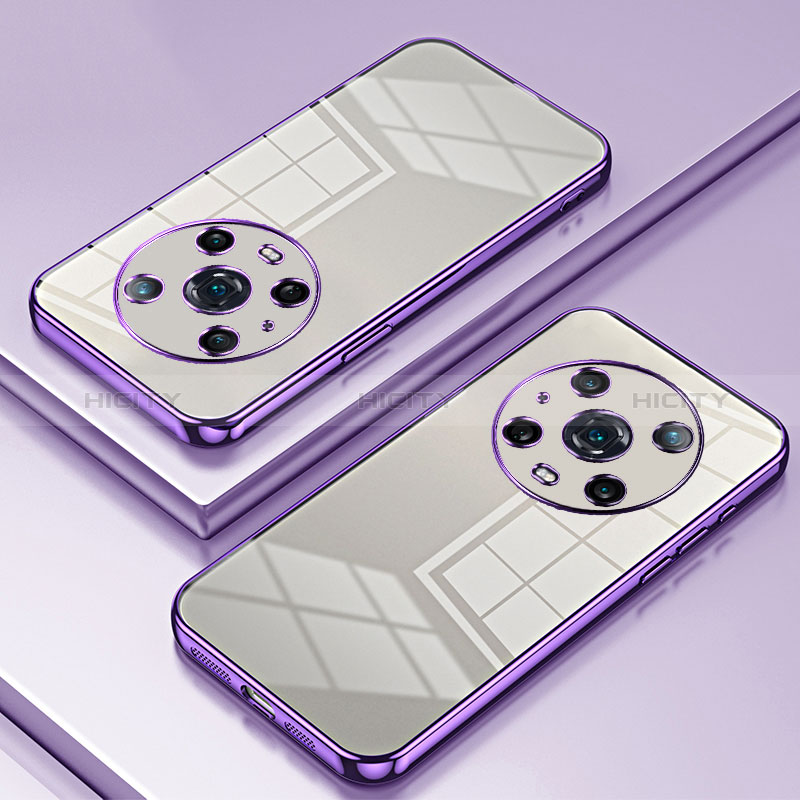 Custodia Silicone Trasparente Ultra Sottile Cover Morbida SY1 per Huawei Honor Magic4 Pro 5G Viola