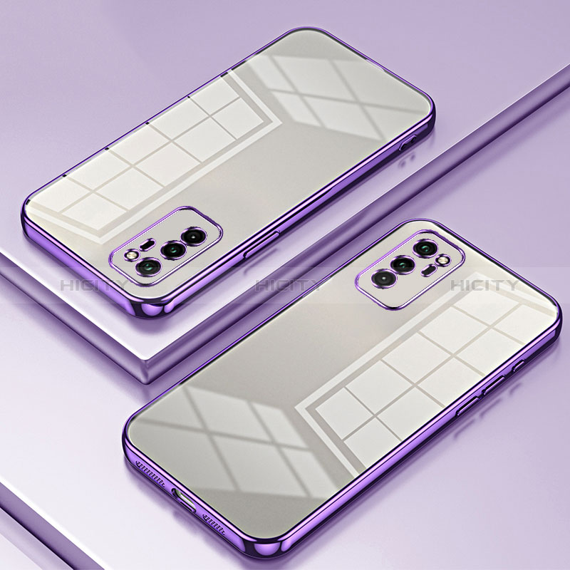 Custodia Silicone Trasparente Ultra Sottile Cover Morbida SY1 per Huawei Honor V30 5G Viola