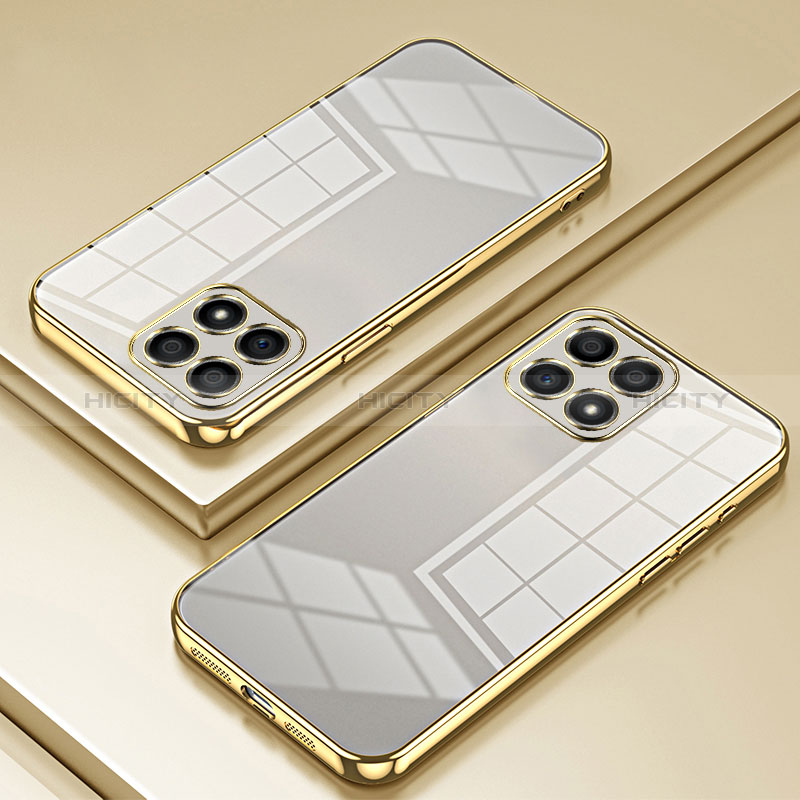 Custodia Silicone Trasparente Ultra Sottile Cover Morbida SY1 per Huawei Honor X30i Oro