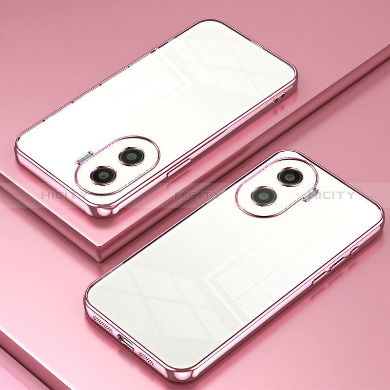 Custodia Silicone Trasparente Ultra Sottile Cover Morbida SY1 per Huawei Honor X40i 5G Oro Rosa