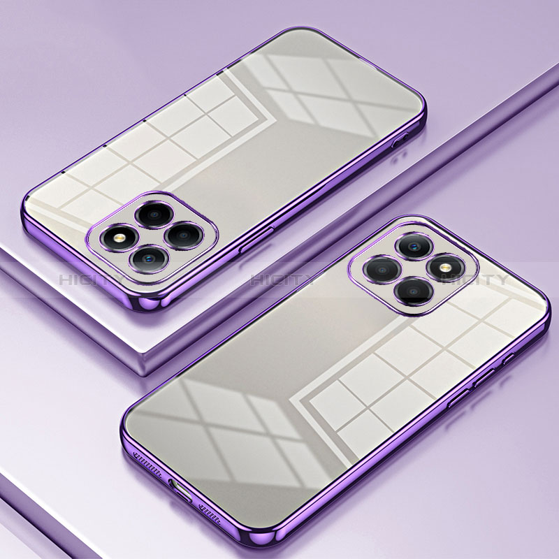 Custodia Silicone Trasparente Ultra Sottile Cover Morbida SY1 per Huawei Honor X8b Viola