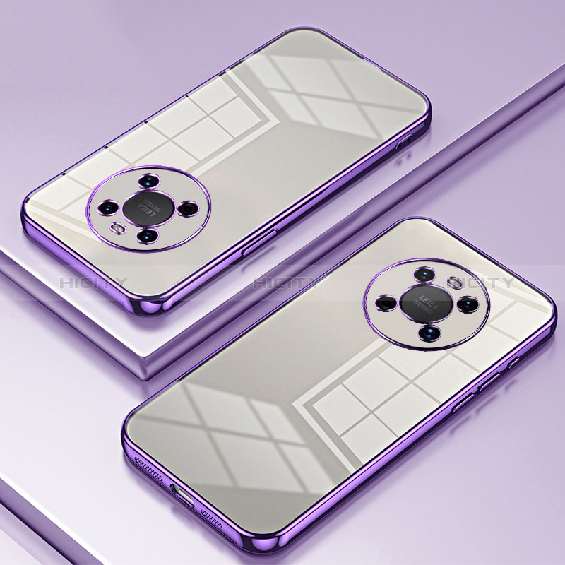 Custodia Silicone Trasparente Ultra Sottile Cover Morbida SY1 per Huawei Mate 40 Viola