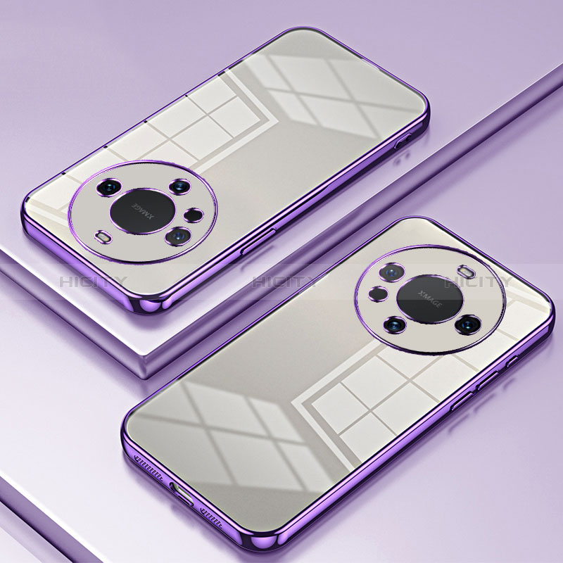 Custodia Silicone Trasparente Ultra Sottile Cover Morbida SY1 per Huawei Mate 60 Pro+ Plus Viola