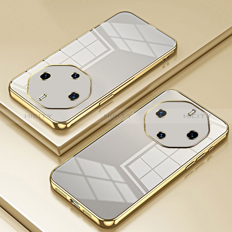 Custodia Silicone Trasparente Ultra Sottile Cover Morbida SY1 per Huawei Mate 60 RS Ultimate Oro