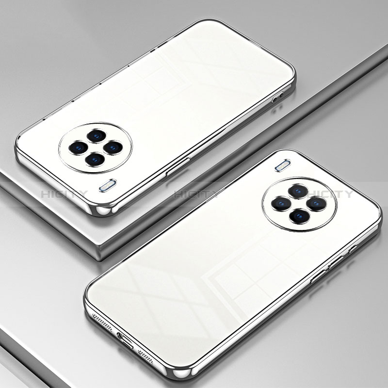 Custodia Silicone Trasparente Ultra Sottile Cover Morbida SY1 per Huawei Nova 8i Argento