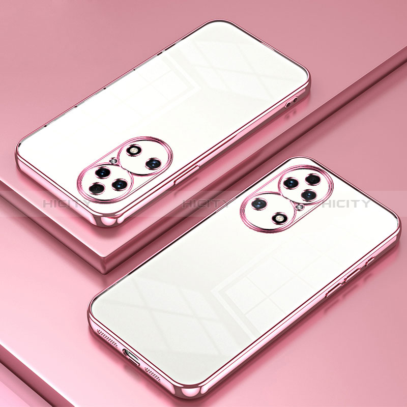 Custodia Silicone Trasparente Ultra Sottile Cover Morbida SY1 per Huawei P50 Oro Rosa