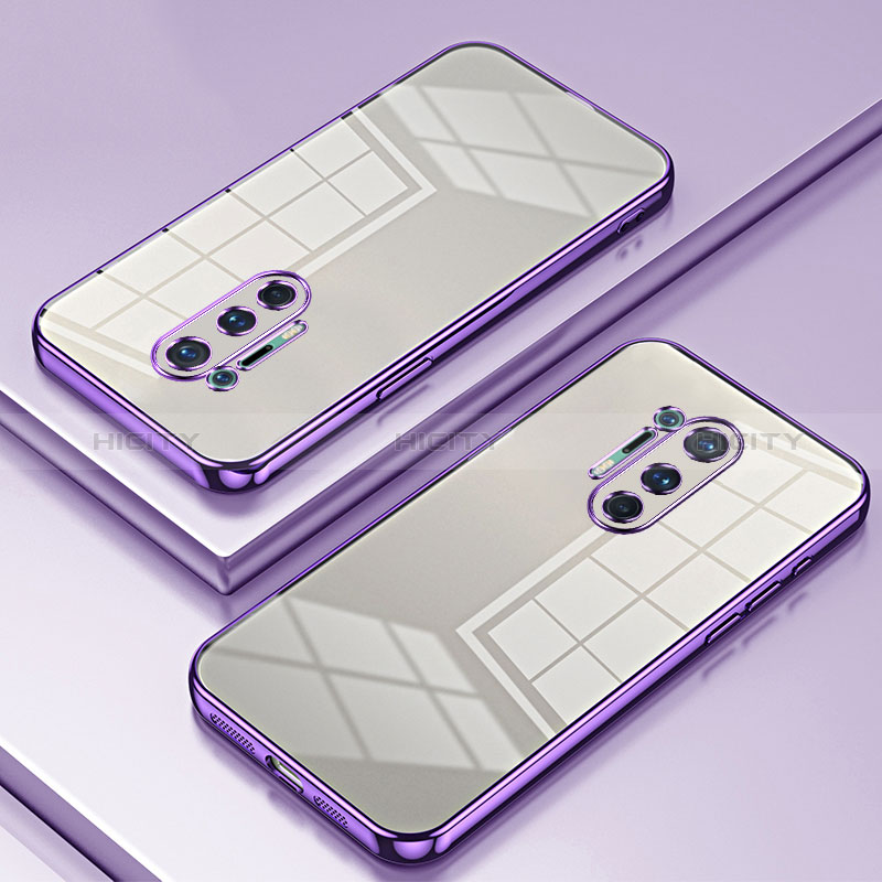 Custodia Silicone Trasparente Ultra Sottile Cover Morbida SY1 per OnePlus 8 Pro Viola