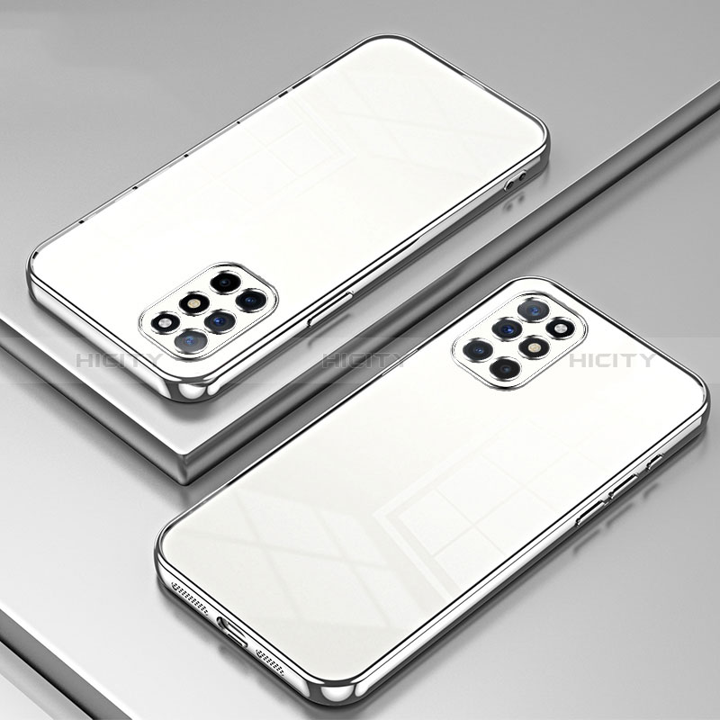 Custodia Silicone Trasparente Ultra Sottile Cover Morbida SY1 per OnePlus 8T 5G Argento