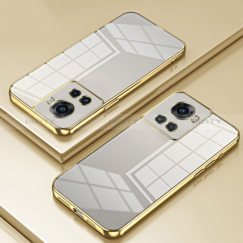 Custodia Silicone Trasparente Ultra Sottile Cover Morbida SY1 per OnePlus Ace 5G Oro