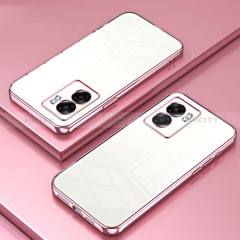 Custodia Silicone Trasparente Ultra Sottile Cover Morbida SY1 per OnePlus Nord N300 5G Oro Rosa