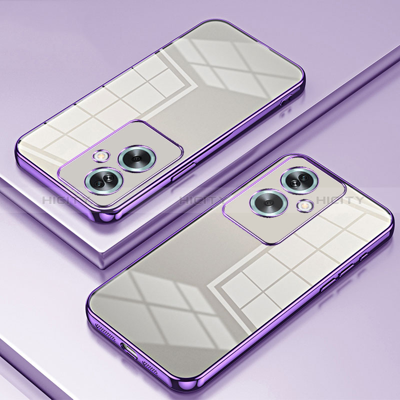 Custodia Silicone Trasparente Ultra Sottile Cover Morbida SY1 per Oppo A2 5G Viola