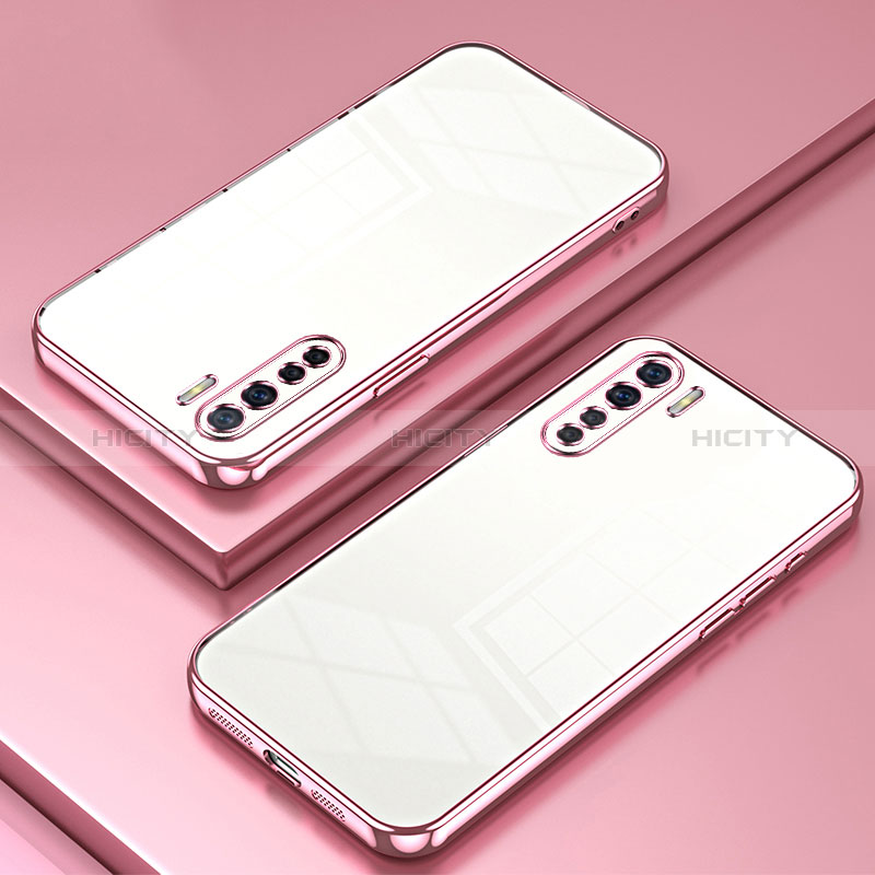 Custodia Silicone Trasparente Ultra Sottile Cover Morbida SY1 per Oppo A91 Oro Rosa