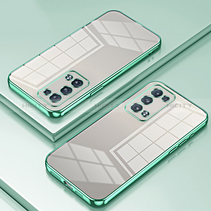 Custodia Silicone Trasparente Ultra Sottile Cover Morbida SY1 per Oppo Reno6 Pro+ Plus 5G Verde