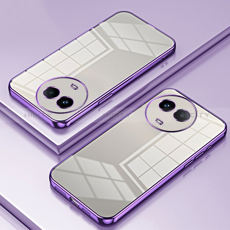 Custodia Silicone Trasparente Ultra Sottile Cover Morbida SY1 per Realme V50 5G Viola