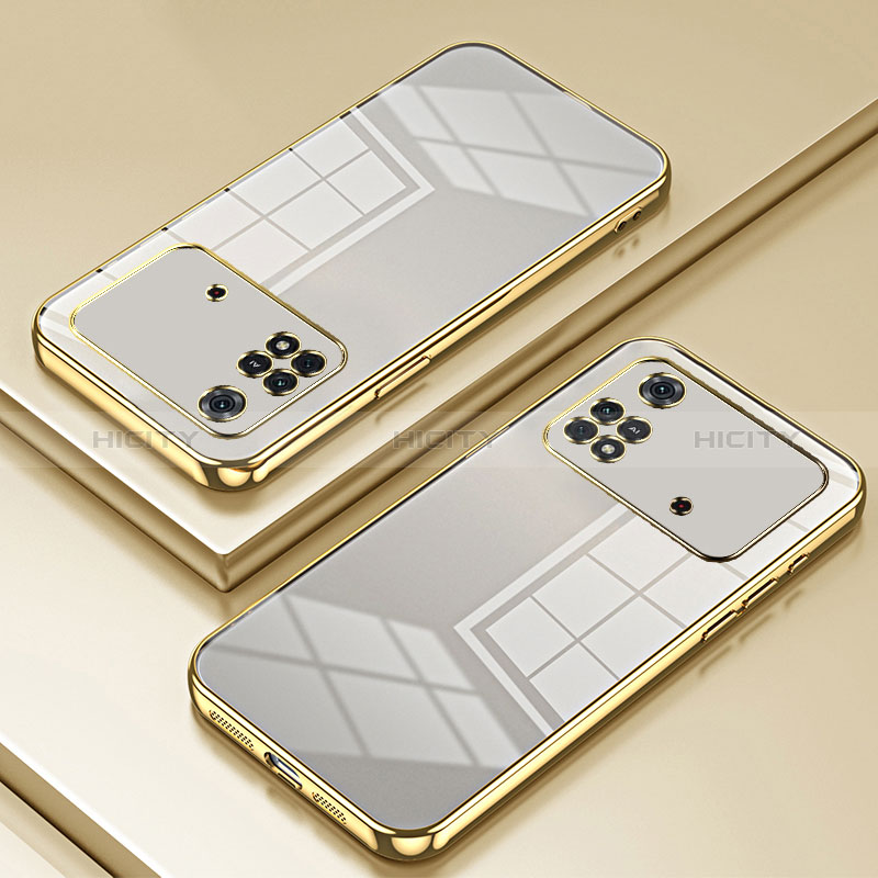 Custodia Silicone Trasparente Ultra Sottile Cover Morbida SY1 per Xiaomi Poco M4 Pro 4G Oro