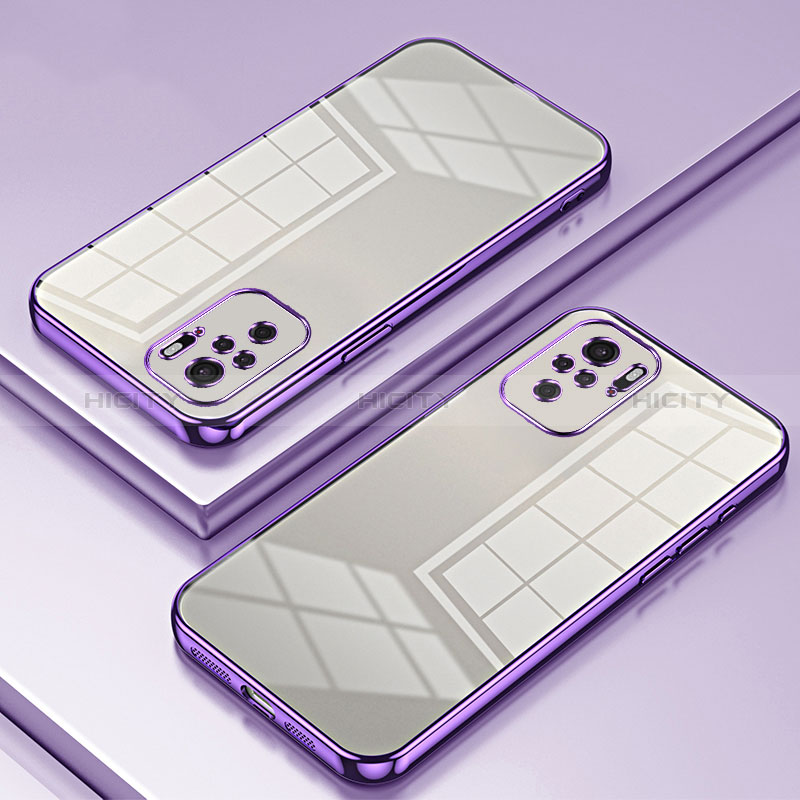 Custodia Silicone Trasparente Ultra Sottile Cover Morbida SY1 per Xiaomi Redmi Note 10 4G Viola