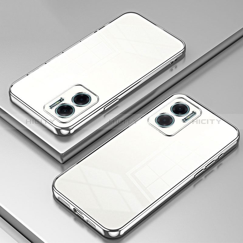 Custodia Silicone Trasparente Ultra Sottile Cover Morbida SY1 per Xiaomi Redmi Note 11E 5G Argento