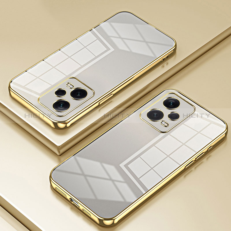 Custodia Silicone Trasparente Ultra Sottile Cover Morbida SY1 per Xiaomi Redmi Note 12 Pro+ Plus 5G Oro