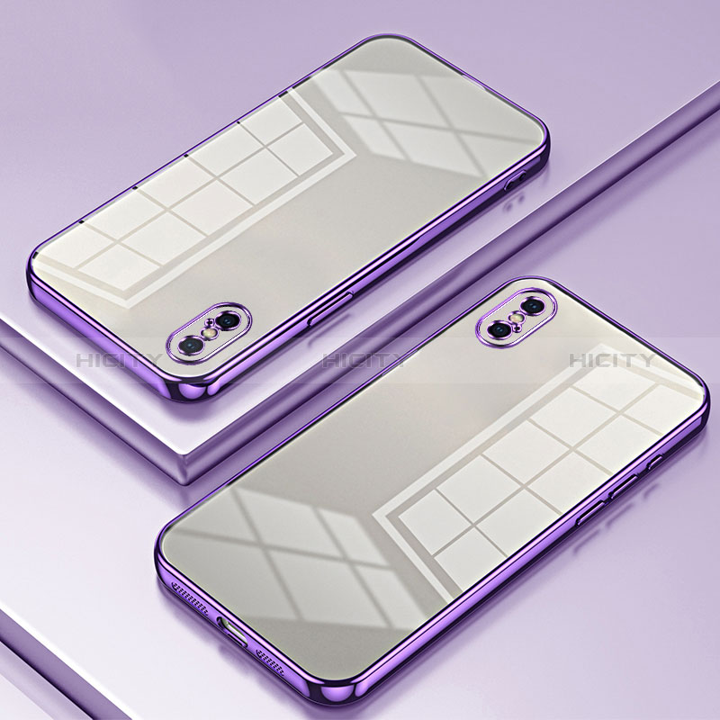 Custodia Silicone Trasparente Ultra Sottile Cover Morbida SY2 per Apple iPhone Xs Viola