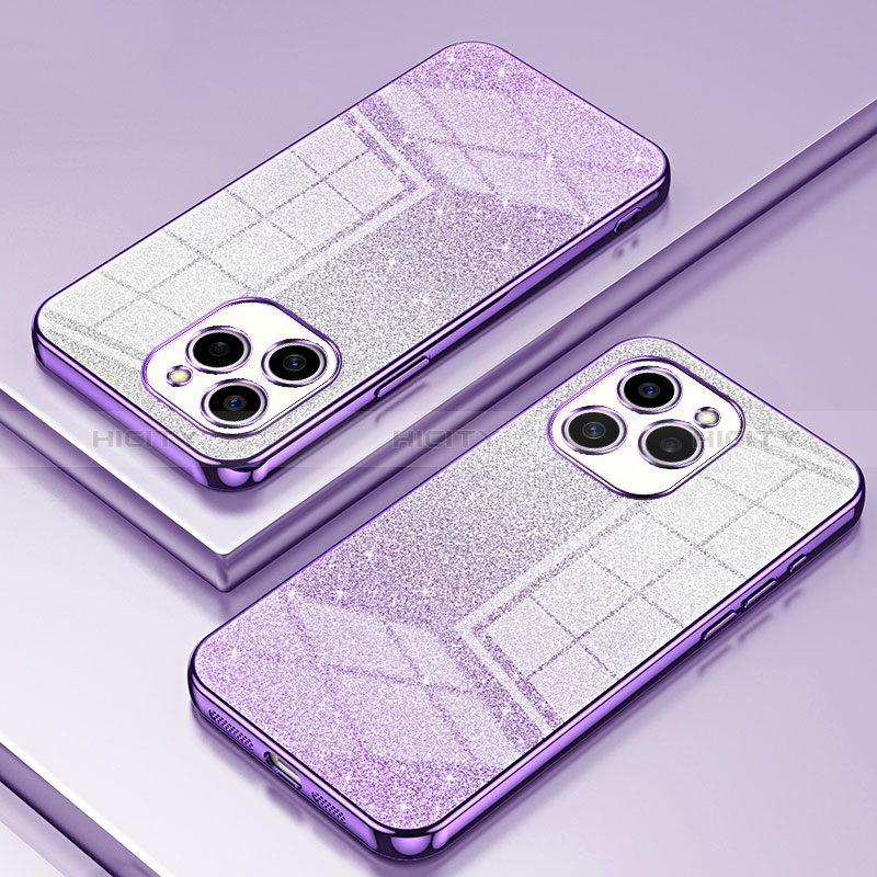 Custodia Silicone Trasparente Ultra Sottile Cover Morbida SY2 per Huawei Honor 60 SE 5G Viola