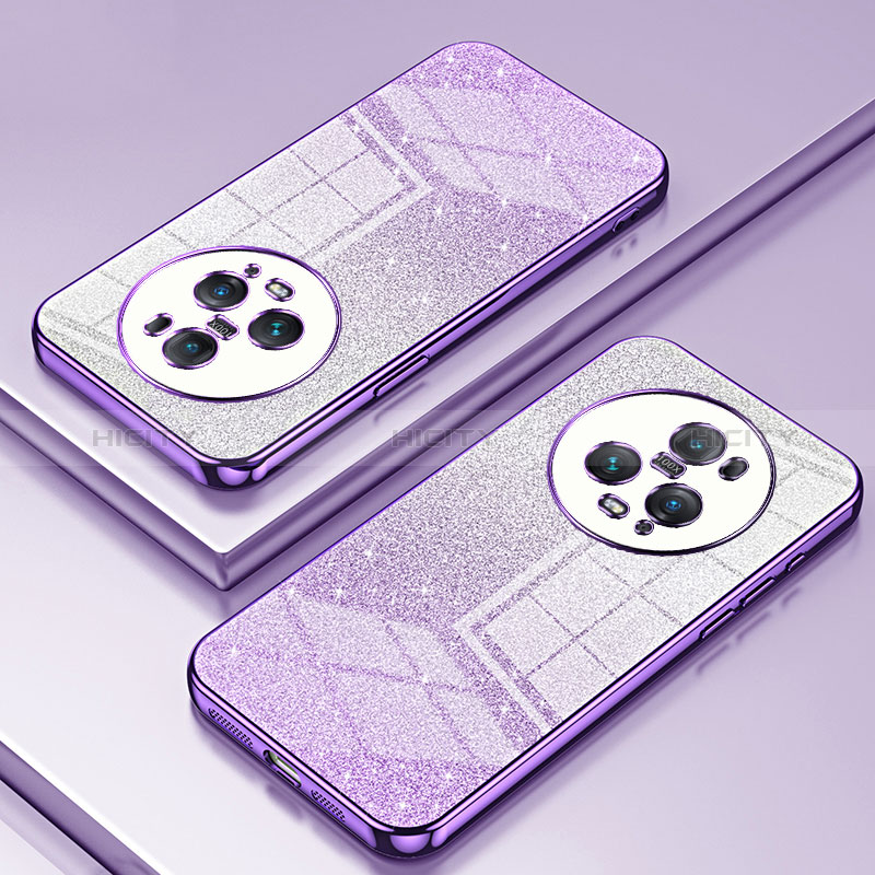 Custodia Silicone Trasparente Ultra Sottile Cover Morbida SY2 per Huawei Honor Magic5 Pro 5G Viola