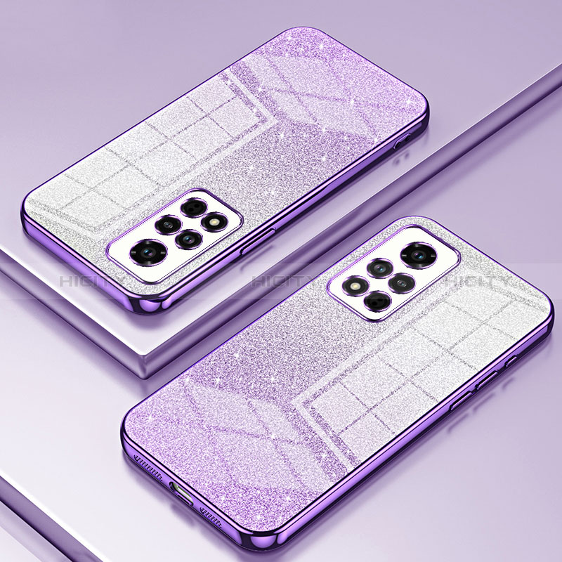 Custodia Silicone Trasparente Ultra Sottile Cover Morbida SY2 per Huawei Honor V40 5G Viola