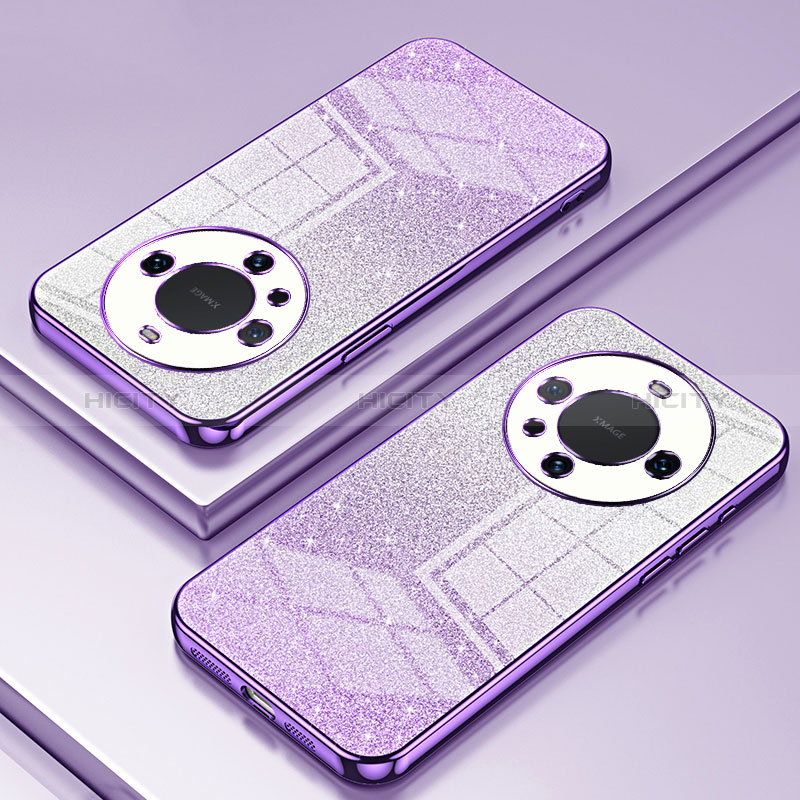 Custodia Silicone Trasparente Ultra Sottile Cover Morbida SY2 per Huawei Mate 60 Pro+ Plus Viola