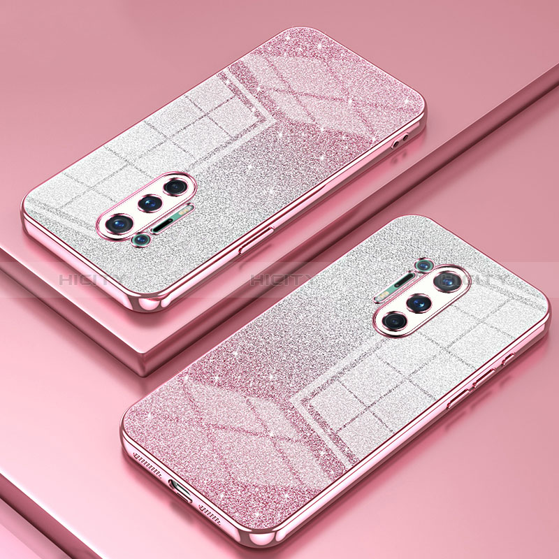 Custodia Silicone Trasparente Ultra Sottile Cover Morbida SY2 per OnePlus 8 Pro Oro Rosa