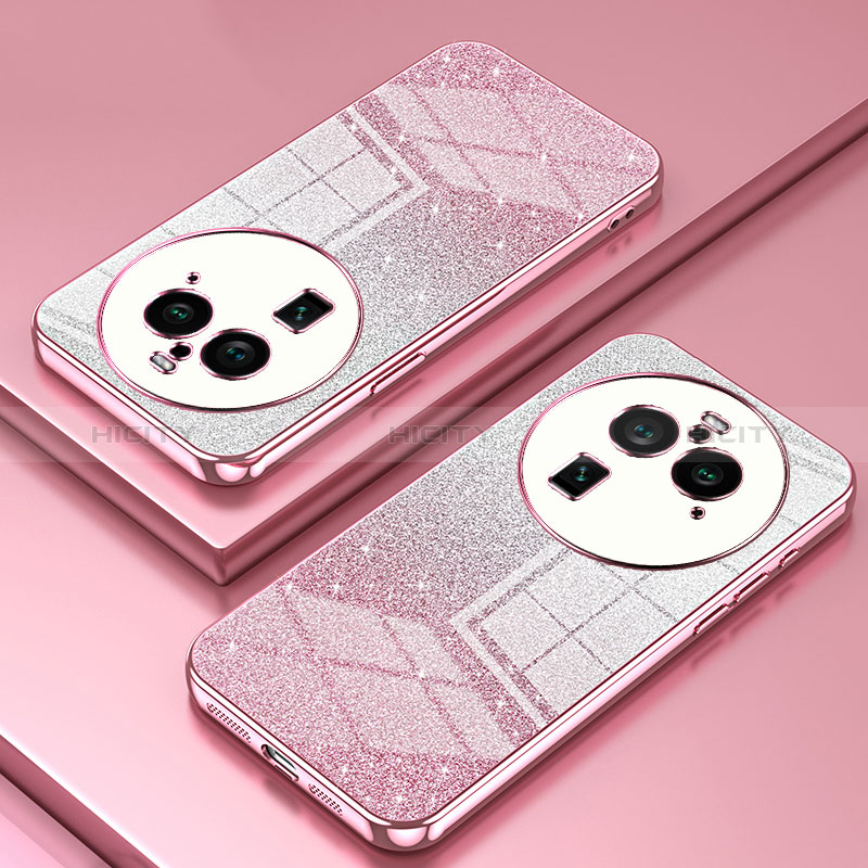 Custodia Silicone Trasparente Ultra Sottile Cover Morbida SY2 per Oppo Find X6 Pro 5G Oro Rosa